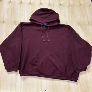 Vintage 80s 90s First Run Hoodie Mens XL Red Fleece Pullover Kangaroo Pocket